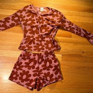 Brand new matching red and pink flower PJ set
